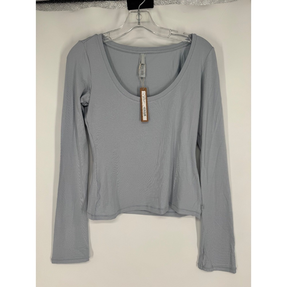 SKIMS Sleep Scoop Neck Sleep Top T Shirt Women Small Zen Blue Long Sleeve Lounge